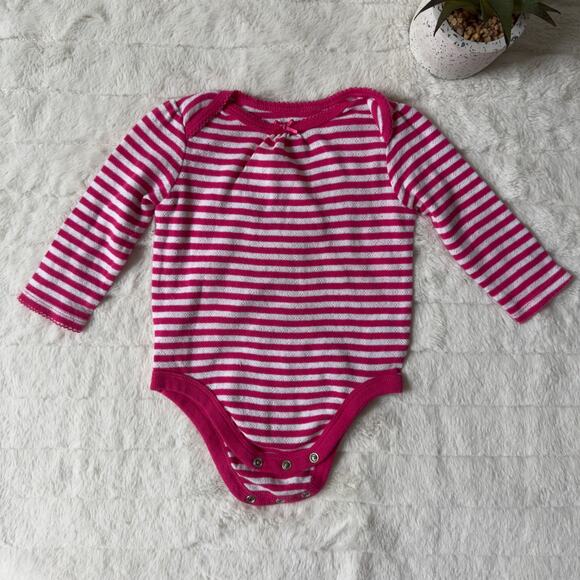 Garanimals 6–9 months long sleeve striped onesie snaps cotton blend pink white - Picture 1 of 8
